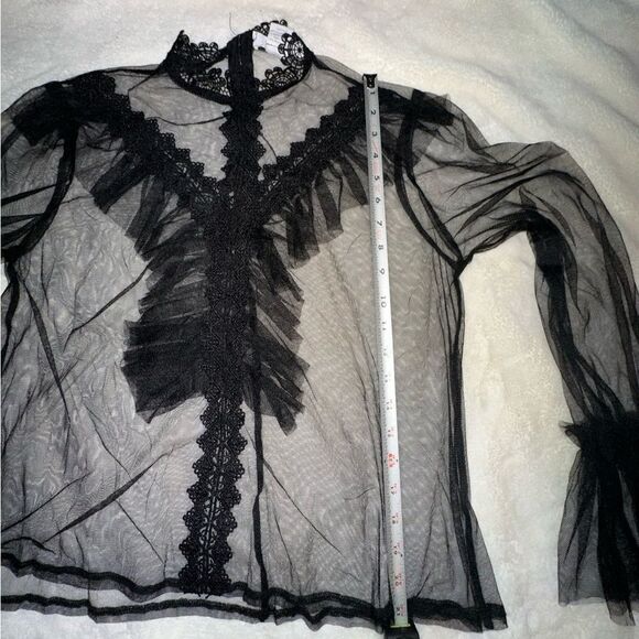 🖤 L.I.F.E “Love Is For Eternity” Black Sheer Ruffle Mesh Top - Size M - Picture 10 of 15